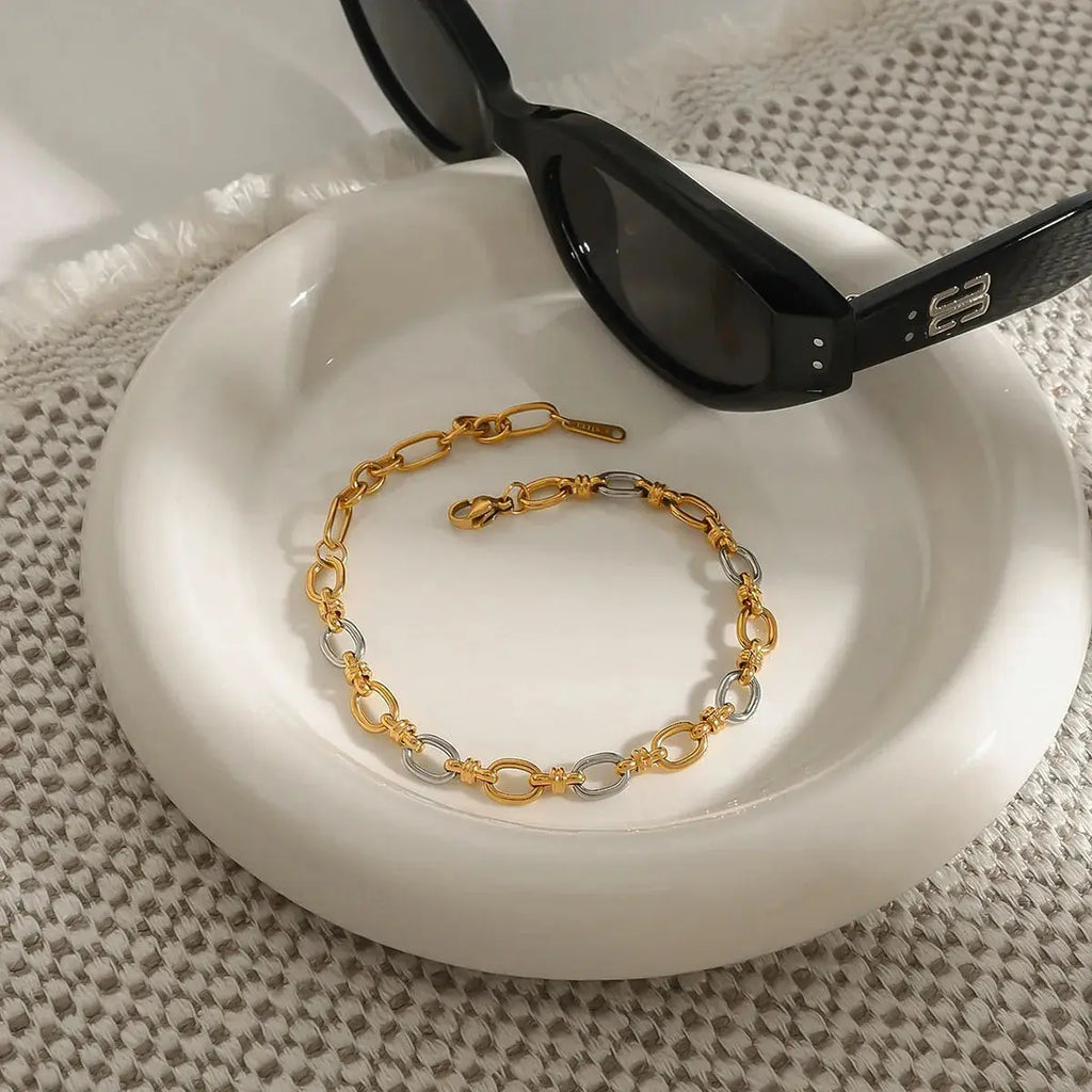 Two-Tone Chain Link Jewelry Set - Femlinza