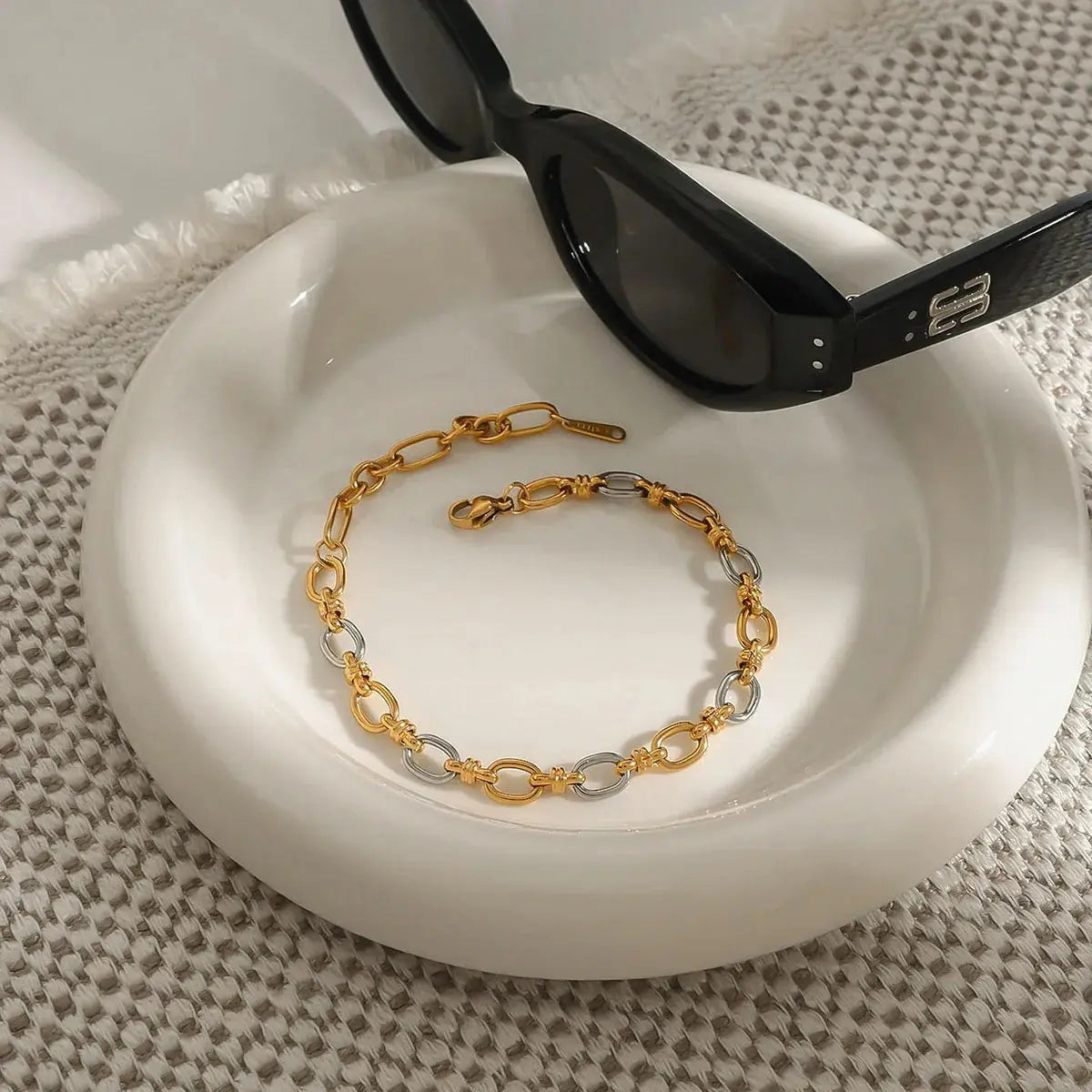 Two-Tone Chain Link Jewelry Set - Femlinza