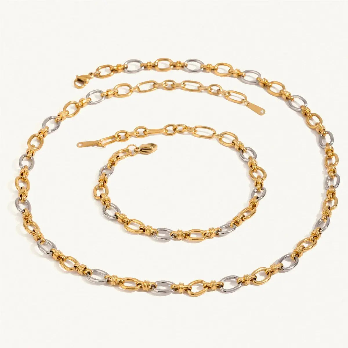 Two-Tone Chain Link Jewelry Set - Femlinza