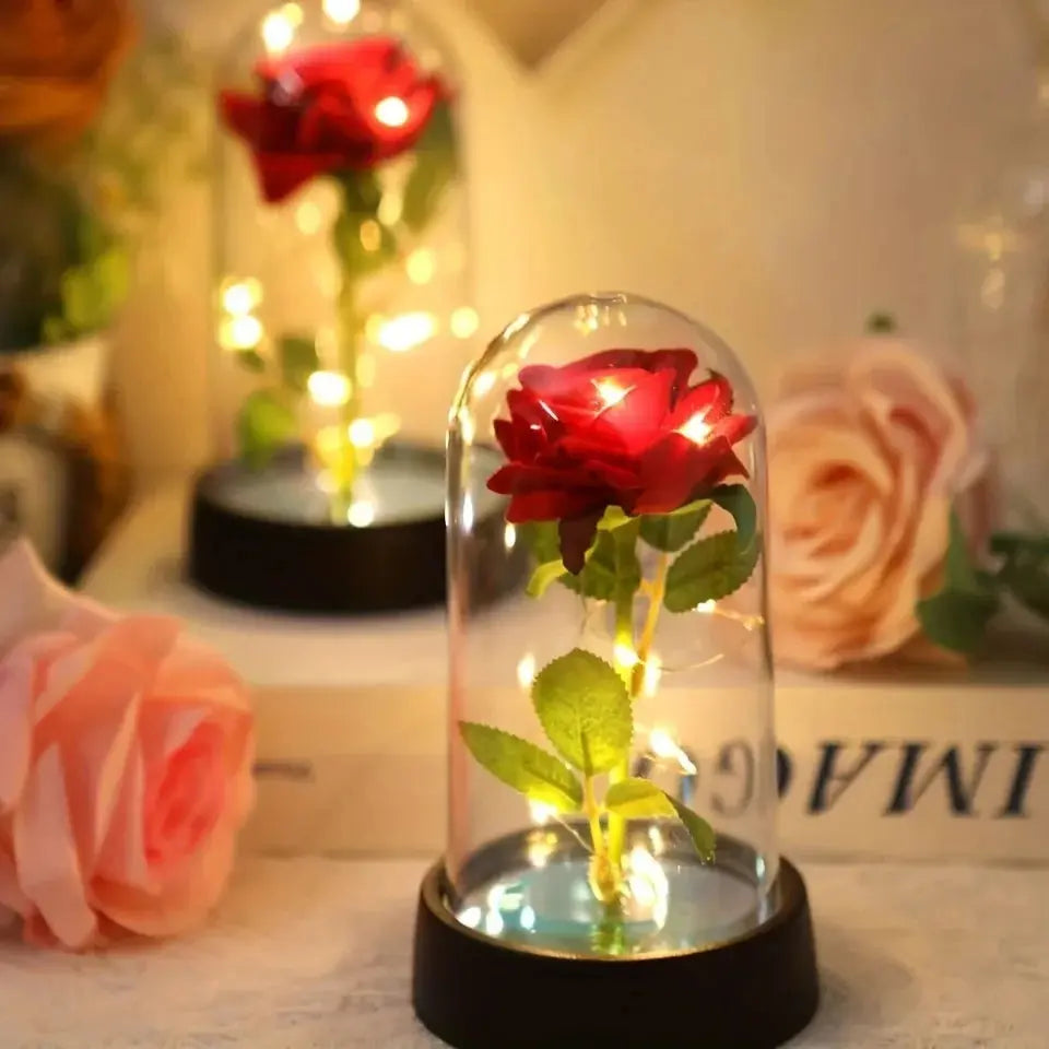 Wedding Birthday Valentine Day Gift Eternal Rose Flower Colorful Luminous Ornament For Women Mom Girlfriend Wife Home Decoration - Femlinza