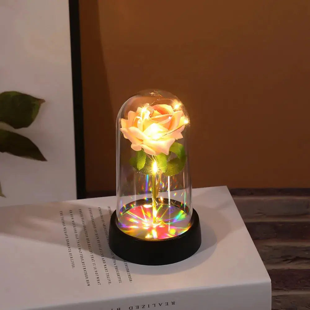 Wedding Birthday Valentine Day Gift Eternal Rose Flower Colorful Luminous Ornament For Women Mom Girlfriend Wife Home Decoration - Femlinza