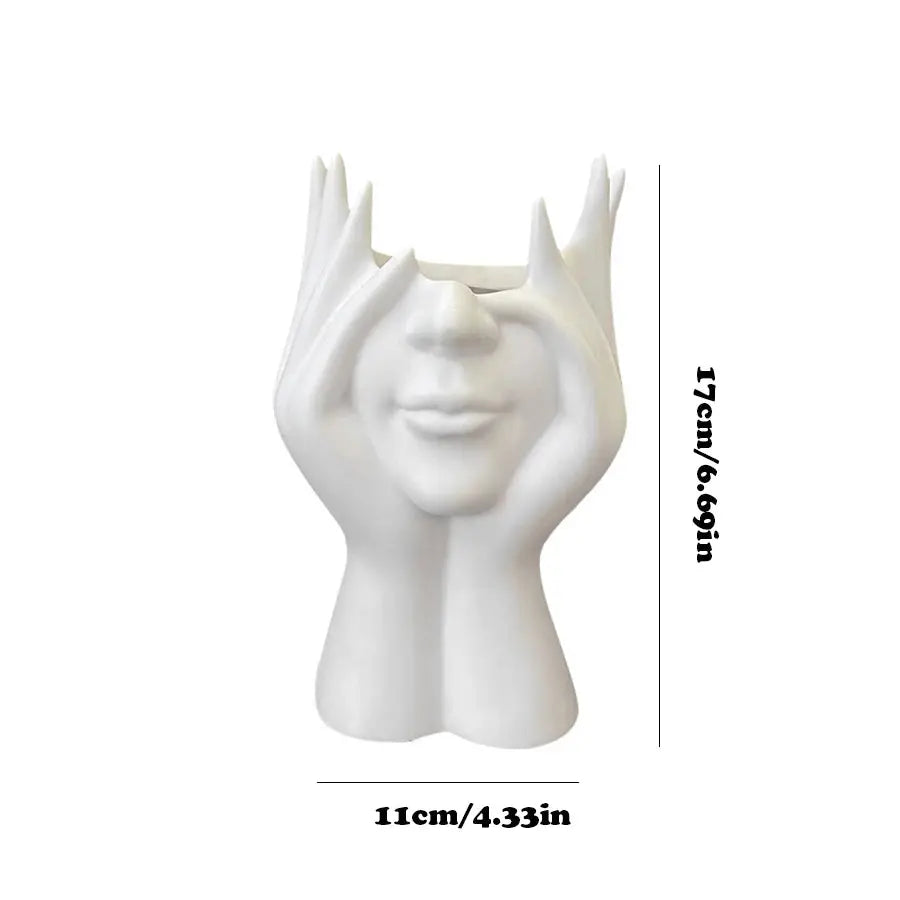 White Modern Decorative Vase – Elegant Table & Shelf Centerpiece - Femlinza